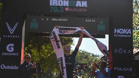 Ironman 70.3 Augusta 2023 winners, top finish times.